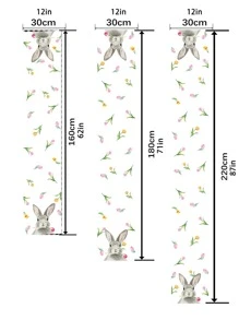 1入組胡蘿蔔和兔子圖案桌子卡通滌綸動物印花長方桌布 - 彩色 - 查看 2