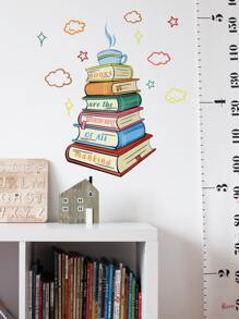 1片PVC墙贴，创意字母和书籍图案自粘墙贴，适用于客厅、卧室 - 彩色 - 查看 4