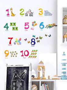 1 Set Of 2pcs Animal & Tree With Numbers Wall Decal Stickers For Living Room & Bedroom Decor, Self-Adhesive, Stickers, Wall Decal, Vinyl Decal For Home Decorations, Spring Decoration Items Refresh Your Home, Festival Decoration Stickers Gifts Birthday Graduation