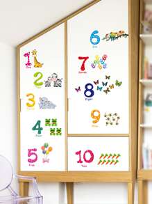 1 Set Of 2pcs Animal & Tree With Numbers Wall Decal Stickers For Living Room & Bedroom Decor, Self-Adhesive, Stickers, Wall Decal, Vinyl Decal For Home Decorations, Spring Decoration Items Refresh Your Home, Festival Decoration Stickers Gifts Birthday Graduation