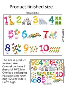 1 Set Of 2pcs Animal & Tree With Numbers Wall Decal Stickers For Living Room & Bedroom Decor, Self-Adhesive, Stickers, Wall Decal, Vinyl Decal For Home Decorations, Spring Decoration Items Refresh Your Home, Festival Decoration Stickers Gifts Birthday Graduation