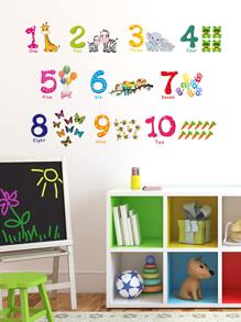 1 Set Of 2pcs Animal & Tree With Numbers Wall Decal Stickers For Living Room & Bedroom Decor, Self-Adhesive, Stickers, Wall Decal, Vinyl Decal For Home Decorations, Spring Decoration Items Refresh Your Home, Festival Decoration Stickers Gifts Birthday Graduation