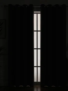 1pc Solid Color Polyester Blackout Curtain Panel, Room Darkening Thermal Insulated Curtain For Living Room/Bedroom Decor, Dark Gray - Dark Grey - View 3