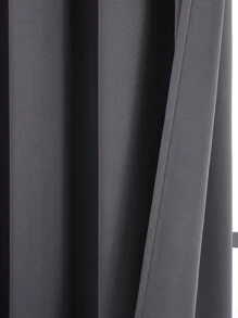 1pc Solid Color Polyester Blackout Curtain Panel, Room Darkening Thermal Insulated Curtain For Living Room/Bedroom Decor, Dark Gray - Dark Grey - View 5