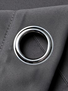 1pc Solid Color Polyester Blackout Curtain Panel, Room Darkening Thermal Insulated Curtain For Living Room/Bedroom Decor, Dark Gray - Dark Grey - View 7