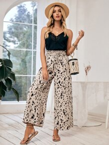 SHEIN Frenchy Quần nữ Dải chun Quần paper-bag Tất cả trên in Giải trí - Nhiều màu - Xem 4