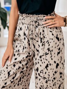 SHEIN Frenchy Quần nữ Dải chun Quần paper-bag Tất cả trên in Giải trí - Nhiều màu - Xem 5