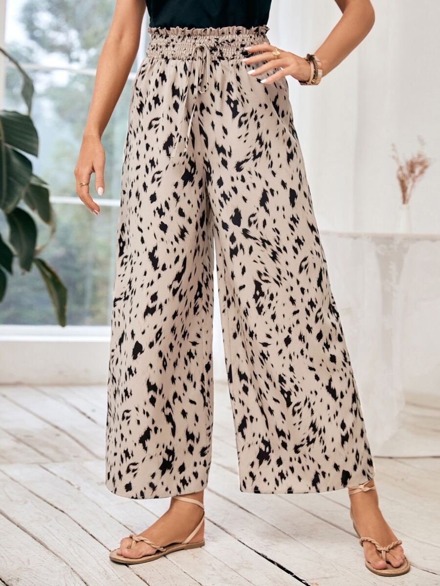 SHEIN Frenchy Quần nữ Dải chun Quần paper-bag Tất cả trên in Giải trí - Nhiều màu - Xem 1