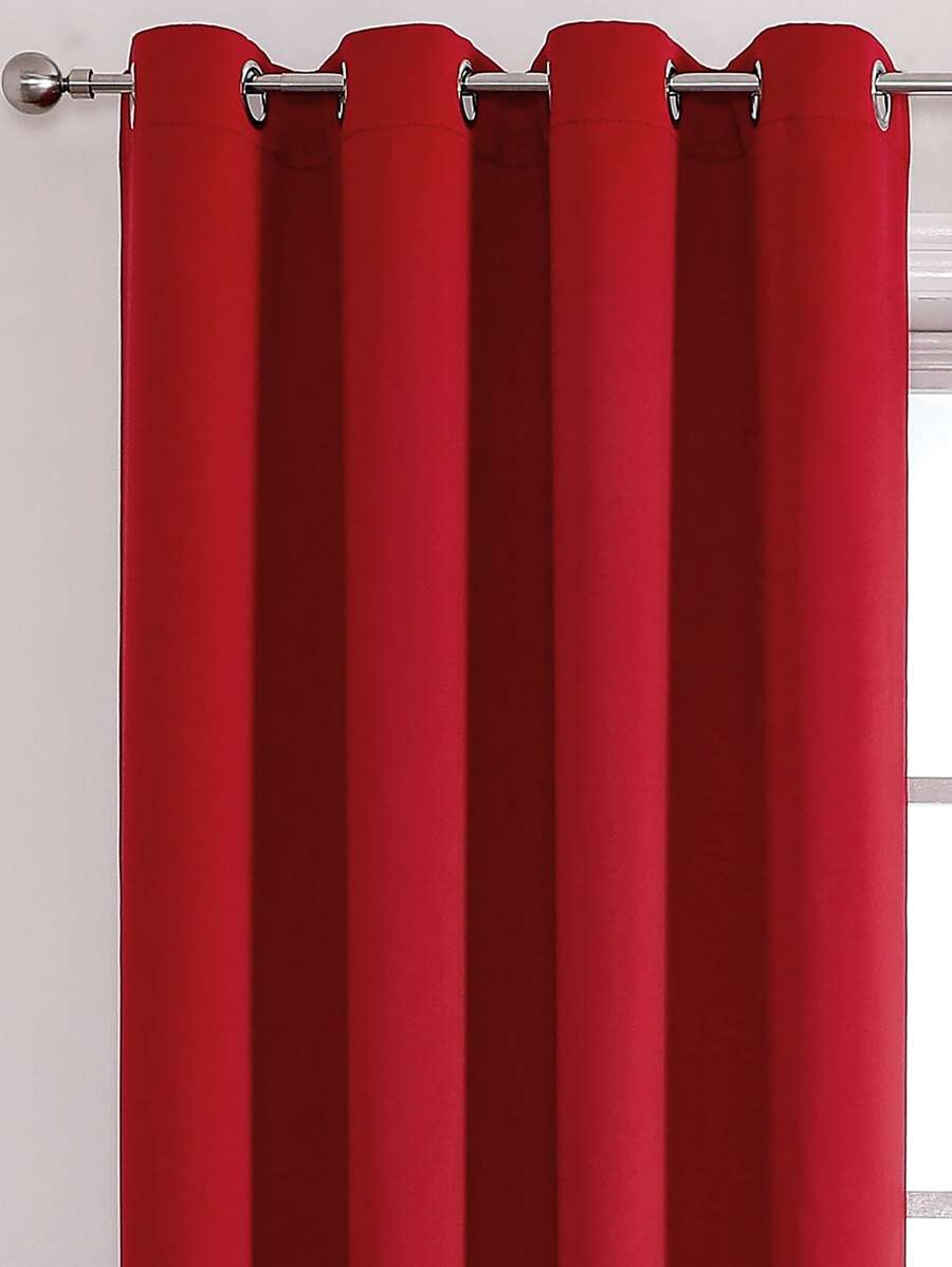 1 件纯色涤纶遮光窗帘布,变暗房间窗帘,隔热遮光窗帘,适用于客厅、卧室,红色 - 紅色 - 查看 1