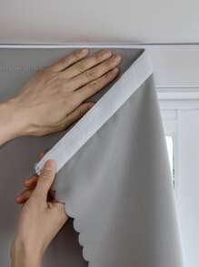 Rèm đơn màu trơn, Rèm đơn màu xám polyester hiện đại cho phòng ngủ và phòng khách - Màu Xám nhạt - Xem 3