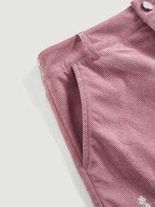 SHEIN MOD 花卉刺繡燈芯絨半身裙 - 藕粉色 - 查看 3