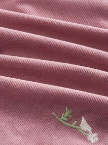 SHEIN MOD 花卉刺繡燈芯絨半身裙 - 藕粉色 - 查看 4