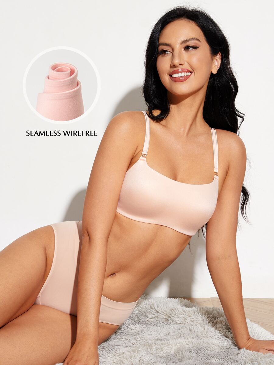 Deyllo Solid Wireless Bra - Baby Pink - View 1