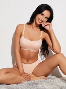 Deyllo Solid Wireless Bra - Baby Pink - View 5
