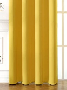 1pc Solid Color Blackout Curtain Panel, Thermal Insulated Room Darkening Curtain For Living Room, Bedroom, Yellow Color