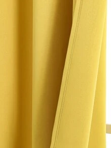 1pc Solid Color Blackout Curtain Panel, Thermal Insulated Room Darkening Curtain For Living Room, Bedroom, Yellow Color