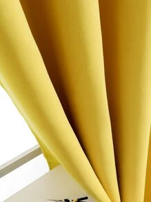 1pc Solid Color Blackout Curtain Panel, Thermal Insulated Room Darkening Curtain For Living Room, Bedroom, Yellow Color