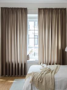 1入組單片窗簾極簡主義滌綸單片遮光窗簾適用於臥室和客廳 - 咖啡棕 - 查看 1