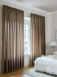 1入組單片窗簾極簡主義滌綸單片遮光窗簾適用於臥室和客廳 - 咖啡棕 - 查看 3