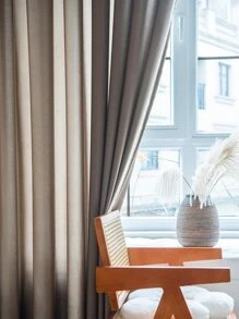 1入組單片窗簾極簡主義滌綸單片遮光窗簾適用於臥室和客廳 - 咖啡棕 - 查看 4