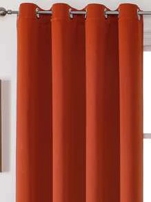 1片式窗簾，純色深藍/黑色/碳灰聚酯遮光簾，能調節室內明暗，節能保溫 - 亮橙色 - 查看 1