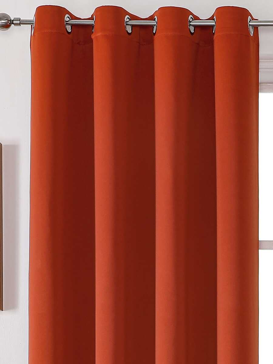 1片式窗簾，純色深藍/黑色/碳灰聚酯遮光簾，能調節室內明暗，節能保溫 - 亮橙色 - 查看 1
