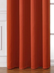 1片式窗簾，純色深藍/黑色/碳灰聚酯遮光簾，能調節室內明暗，節能保溫 - 亮橙色 - 查看 4