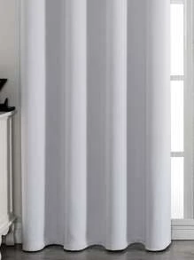 1pc Solid Color Polyester Blackout Curtain, Darkening Room Curtain, Thermal Insulation Blackout Curtain For Living Room/Bedroom Decoration, Light Grey - Light Grey - View 6