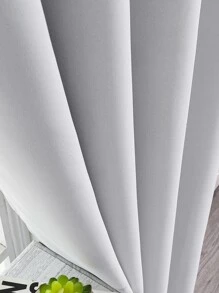 1pc Solid Color Polyester Blackout Curtain, Darkening Room Curtain, Thermal Insulation Blackout Curtain For Living Room/Bedroom Decoration, Light Grey - Light Grey - View 7