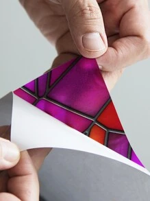 1 卷彩色鱼鳞印花静电贴窗膜，浴室自粘防水装饰贴纸，玻璃门窗，磨砂隐私膜，尺寸为 47.24x15.75 英寸或 94.49x15.75 英寸 - 彩色 - 查看 2