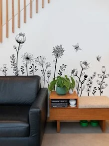 2入組/套PVC花卉圖案牆貼花 - 黑色 - 查看 6