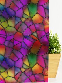 1 卷彩色鱼鳞印花静电贴窗膜，浴室自粘防水装饰贴纸，玻璃门窗，磨砂隐私膜，尺寸为 47.24x15.75 英寸或 94.49x15.75 英寸 - 彩色 - 查看 5