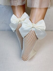 3 đôi Vớ lưới hình nơ trang trí nơ cho bé gái tập đi - Nhiều màu - Xem 2