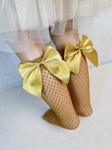 3 đôi Vớ lưới hình nơ trang trí nơ cho bé gái tập đi - Nhiều màu - Xem 3