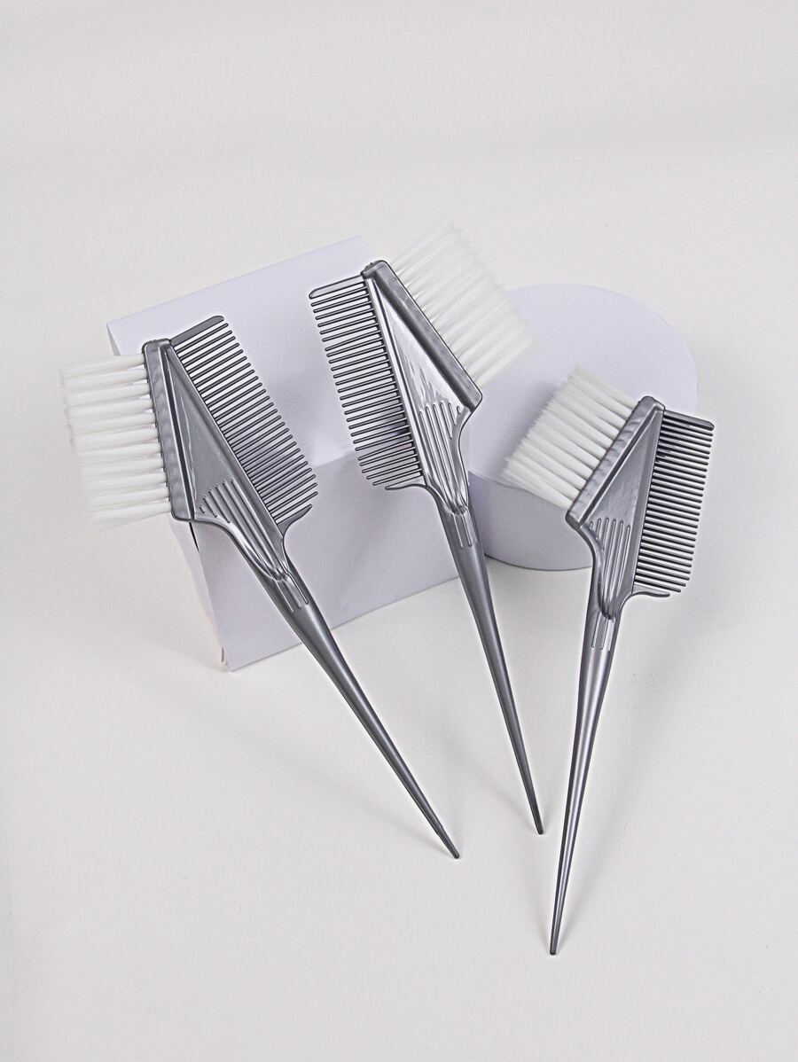 3pcs Dye Brush,3pcs Plastic Reusable Washable Durable Hair Coloring Tool/Hair Dye Brush For Salon For Hair Styling For Dyeing Hair For All Hair Types - Grey - View 1