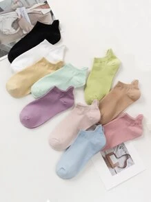 10對素色短襪 - 彩色 - 查看 1