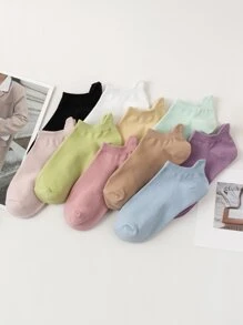 10對素色短襪 - 彩色 - 查看 3