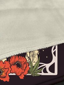 1 pezzo Arazzo con stampa di funghi e teschi, coperta da appendere con stampa moderna di scheletro e piante per decorazione della casa, della stanza, bandiere per la camera, accessori per la stanza, arazzo da parete