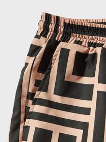 Manfinity VCAY Men Geo Print Drawstring Waist Shorts - Multicolor - View 4