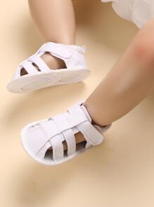 Giày Sandal em bé Cắt ra màu trơn Dây đeo mắt cá chân - trắng - Xem 4