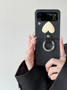 愛心裝飾手機殼帶圓環支架 - 黑色 - 查看 1