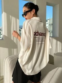 DAZY Slogan Graphic Ribbed Knit Drop Shoulder Tee Advance THE MEANING OF LIFE IS TO HAVE A GOAL PURSUE YOU NO MATTER WHAT YOUR GOAL IS YOU WILL SLOWLY ACHIEVE EVERYTHING IF YOU ARE FIRM AND KEEPWORKING HARD The Power Of Imagination Makes Us Infinite Oversized T-Shirt