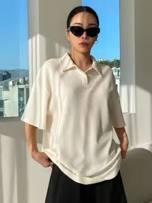 DAZY Slogan Graphic Ribbed Knit Drop Shoulder Tee Advance THE MEANING OF LIFE IS TO HAVE A GOAL PURSUE YOU NO MATTER WHAT YOUR GOAL IS YOU WILL SLOWLY ACHIEVE EVERYTHING IF YOU ARE FIRM AND KEEPWORKING HARD The Power Of Imagination Makes Us Infinite Oversized T-Shirt