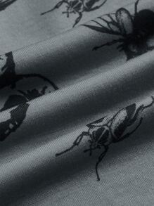 ROMWE Goth Vestido con estampado de mariposa de hombros descubiertos - Gris - Ver 3