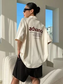 DAZY Slogan Graphic Ribbed Knit Drop Shoulder Tee Advance THE MEANING OF LIFE IS TO HAVE A GOAL PURSUE YOU NO MATTER WHAT YOUR GOAL IS YOU WILL SLOWLY ACHIEVE EVERYTHING IF YOU ARE FIRM AND KEEPWORKING HARD The Power Of Imagination Makes Us Infinite Oversized T-Shirt