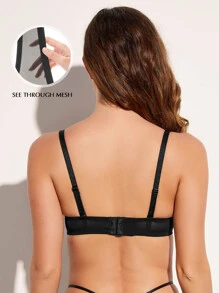 Deyllo Sexy Underwear Lace Push Up Bra - Black - View 2