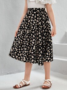 SHEIN Tween Girl Ditsy Floral Print Skirt - Multicolor - View 6
