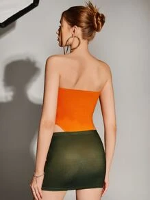 SHEIN ICON Body Heat Map Print Cut Out Tube Bodysuit & Bodycon Skirt - Multicolor - View 2