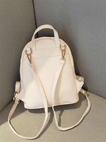 衍縫設計時尚後背包 - 白色 - 查看 2