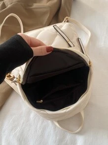 衍縫設計時尚後背包 - 白色 - 查看 3